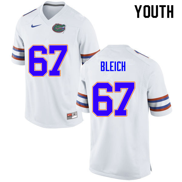 Youth #67 Christopher Bleich Florida Gators College Football Jerseys Sale-White